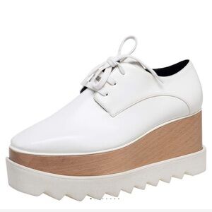 Stella McCartney White Faux Leather Elyse Platform‎ Sneakers Size 38